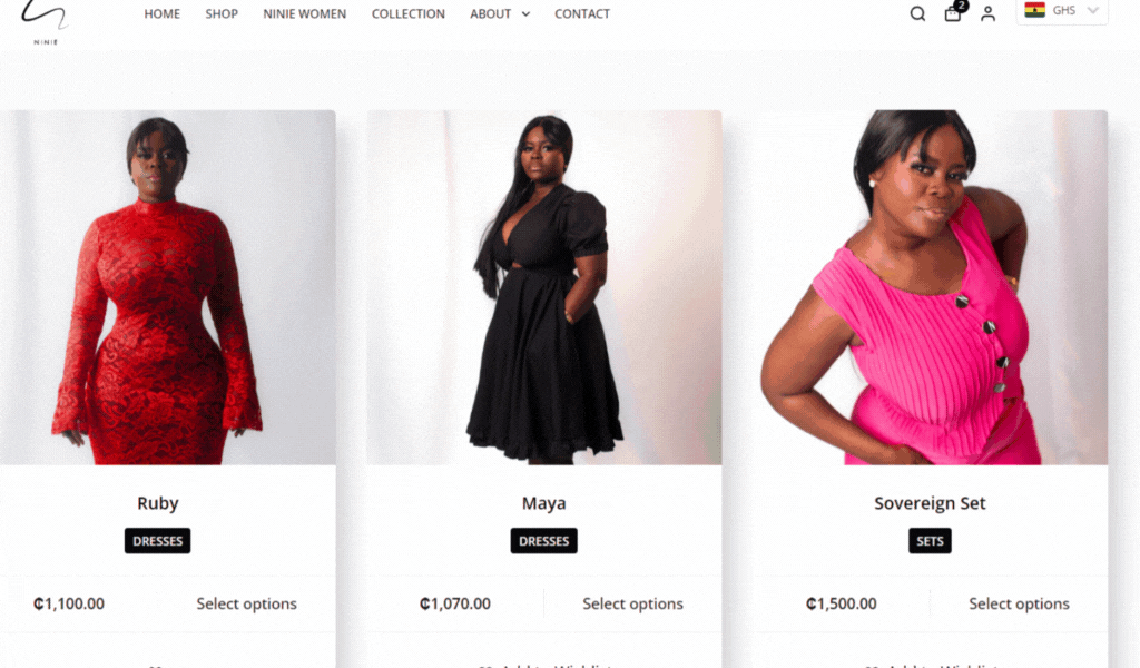 Ninie Ghana Website Screenshot